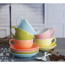 Custom many colors durable coffee set,porcelain coffee cup with saucer with matt glazed.